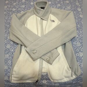 The North Face Light Gray and White Fleece Jacket